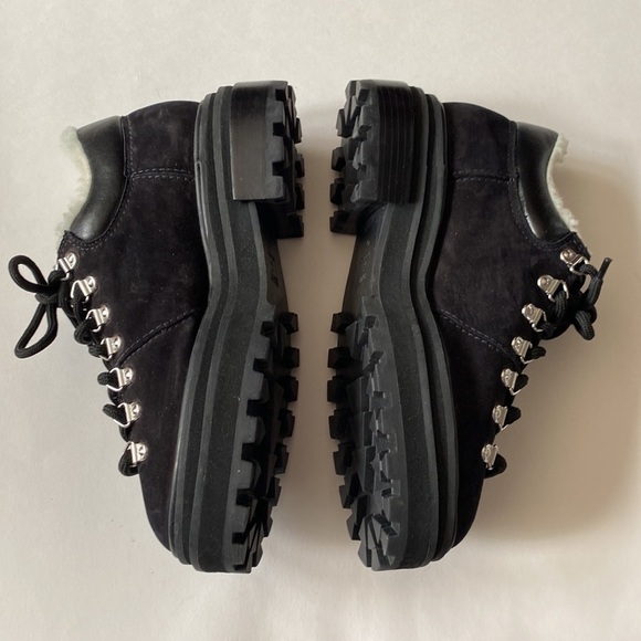 Schutz Lucille boots‎ Hiking faux Shearling Fur Suede Booties Black Size 7.5 NEW - Picture 3 of 7